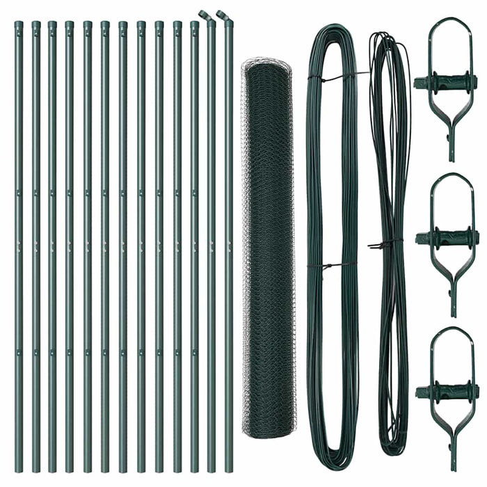 Recinzione con pali. Verde 1.2 x 25 m Acciaio rivestito in PVC 3352676