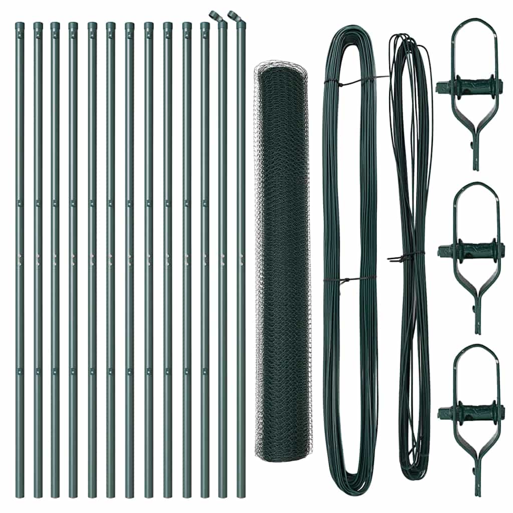 Recinzione con pali. Verde 1.4 x 25 m Acciaio rivestito in PVC 3352681