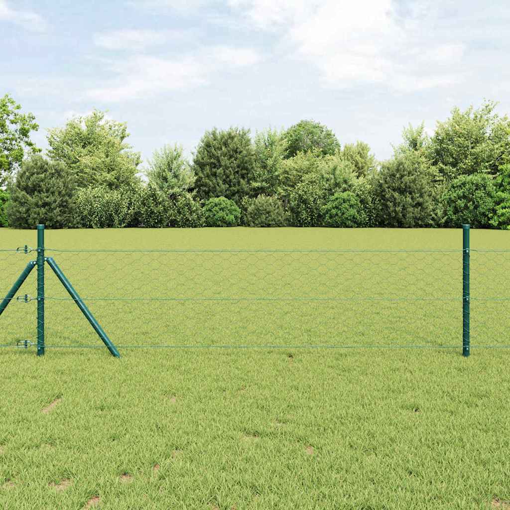 Recinzione con pali. Verde 0.8 x 50 m Acciaio rivestito in PVC 3352707
