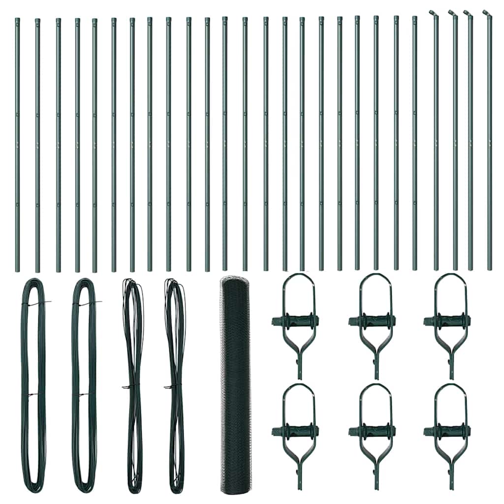 Recinzione con pali. Verde 1 x 50 m Acciaio rivestito in PVC 3352708