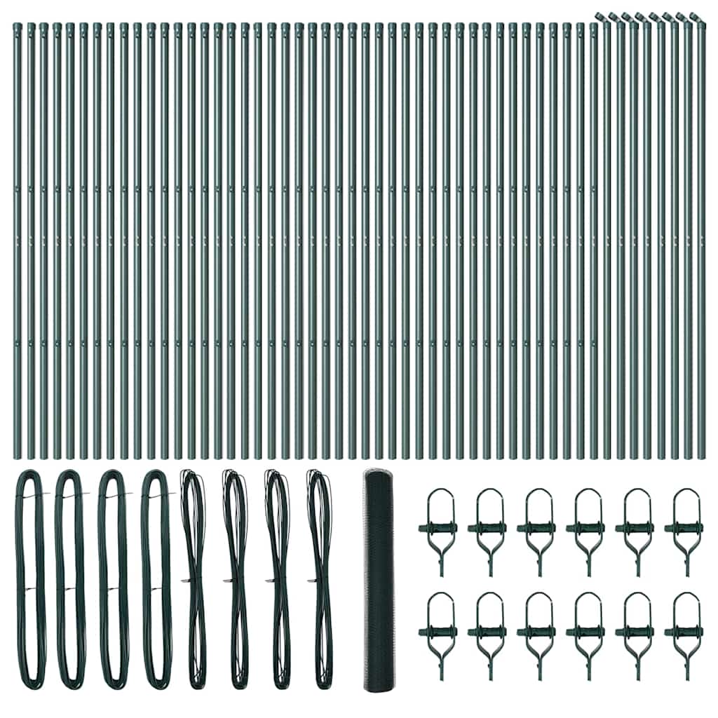 Recinzione con pali. Verde 1 x 100 m Acciaio rivestito in PVC 3352744