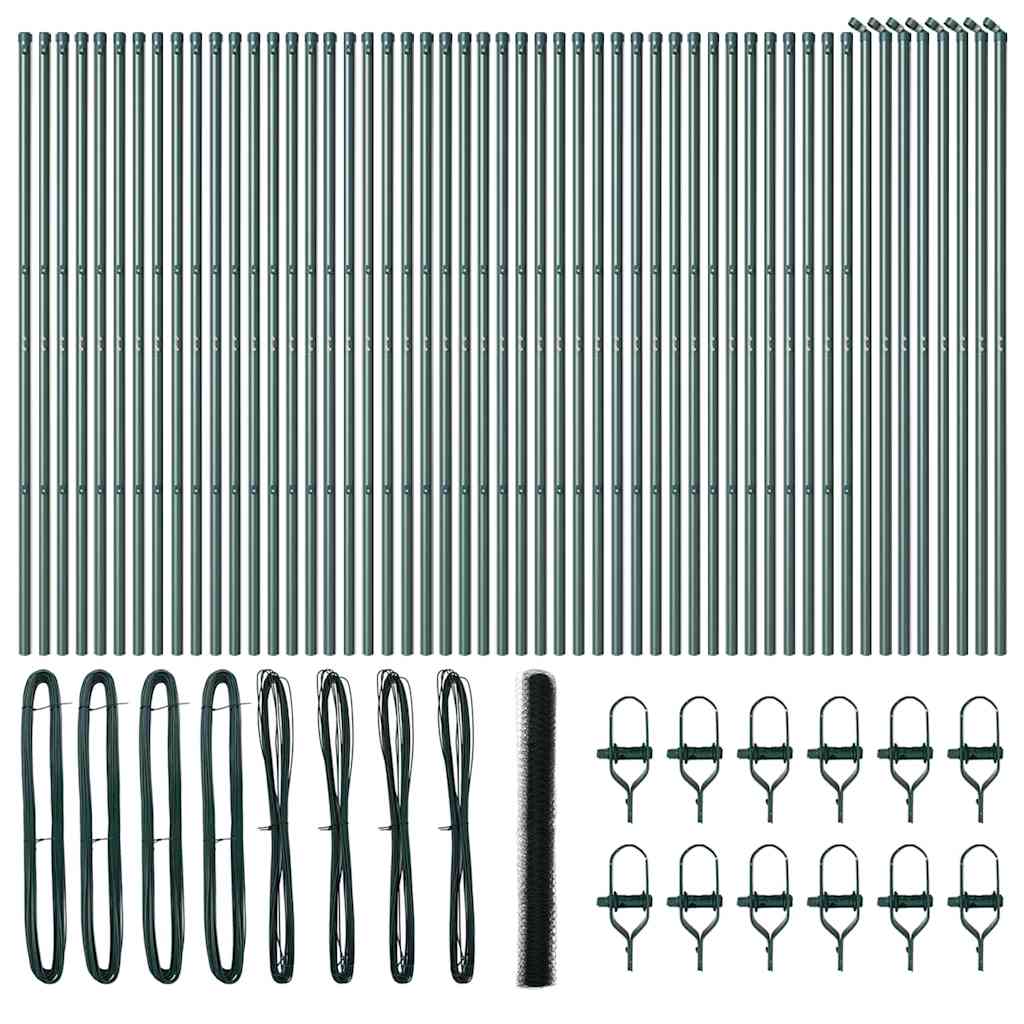Recinzione con pali. Verde 1.5 x 100 m Acciaio rivestito in PVC 3352757