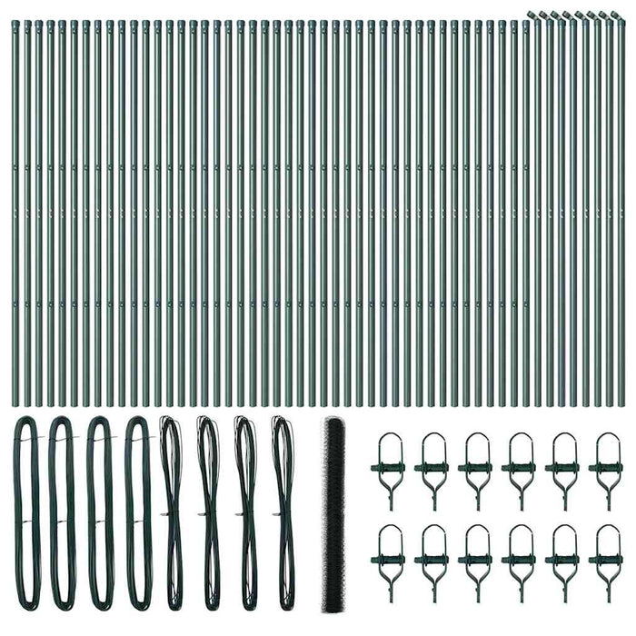 Recinzione con pali. Verde 1.5 x 100 m Acciaio rivestito in PVC 3352757