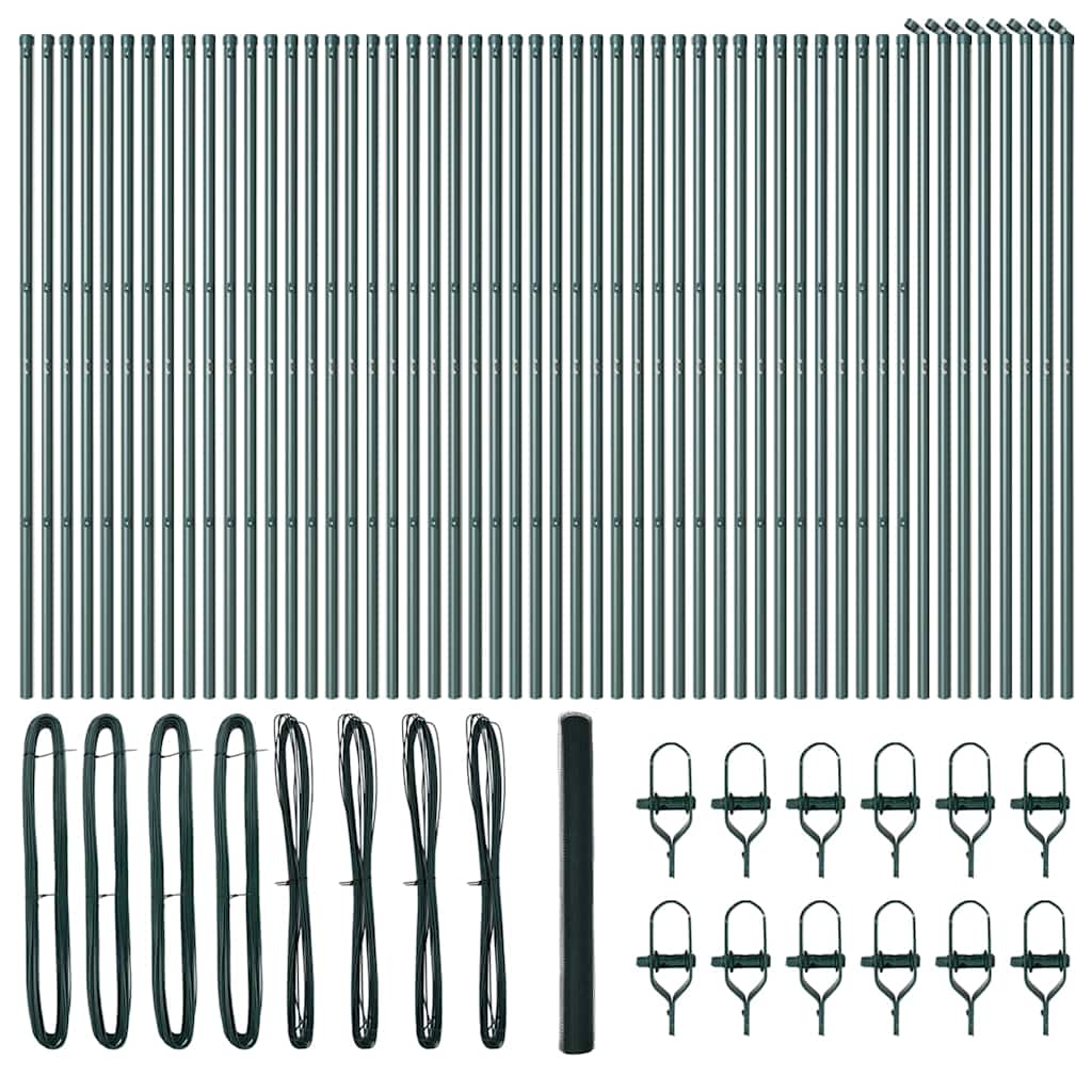 Recinzione con pali. Verde 1.6 x 100 m Acciaio rivestito in PVC 3352758