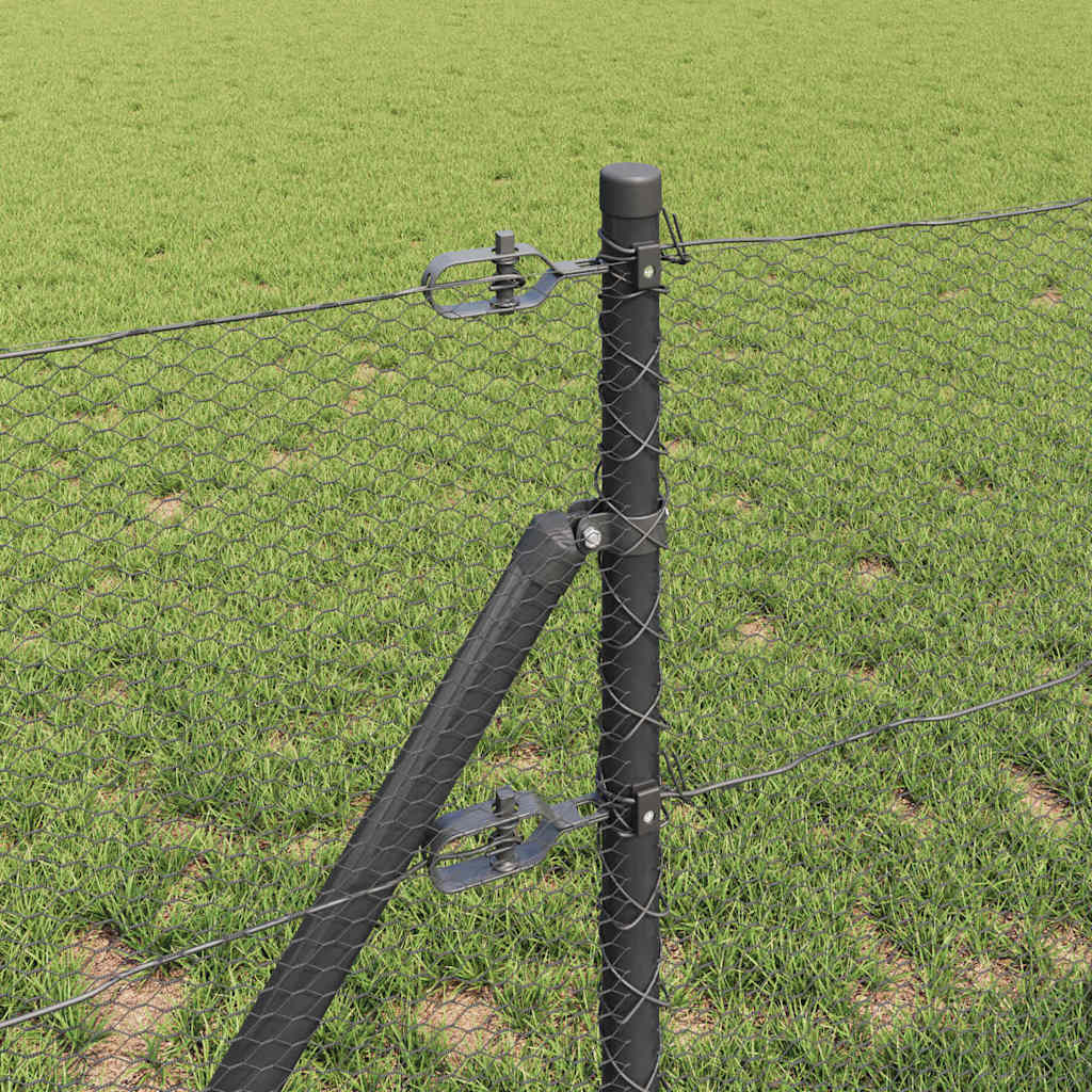 Recinzione con pali. Grigio 0.6 x 10 m Acciaio rivestito in PVC 3352769