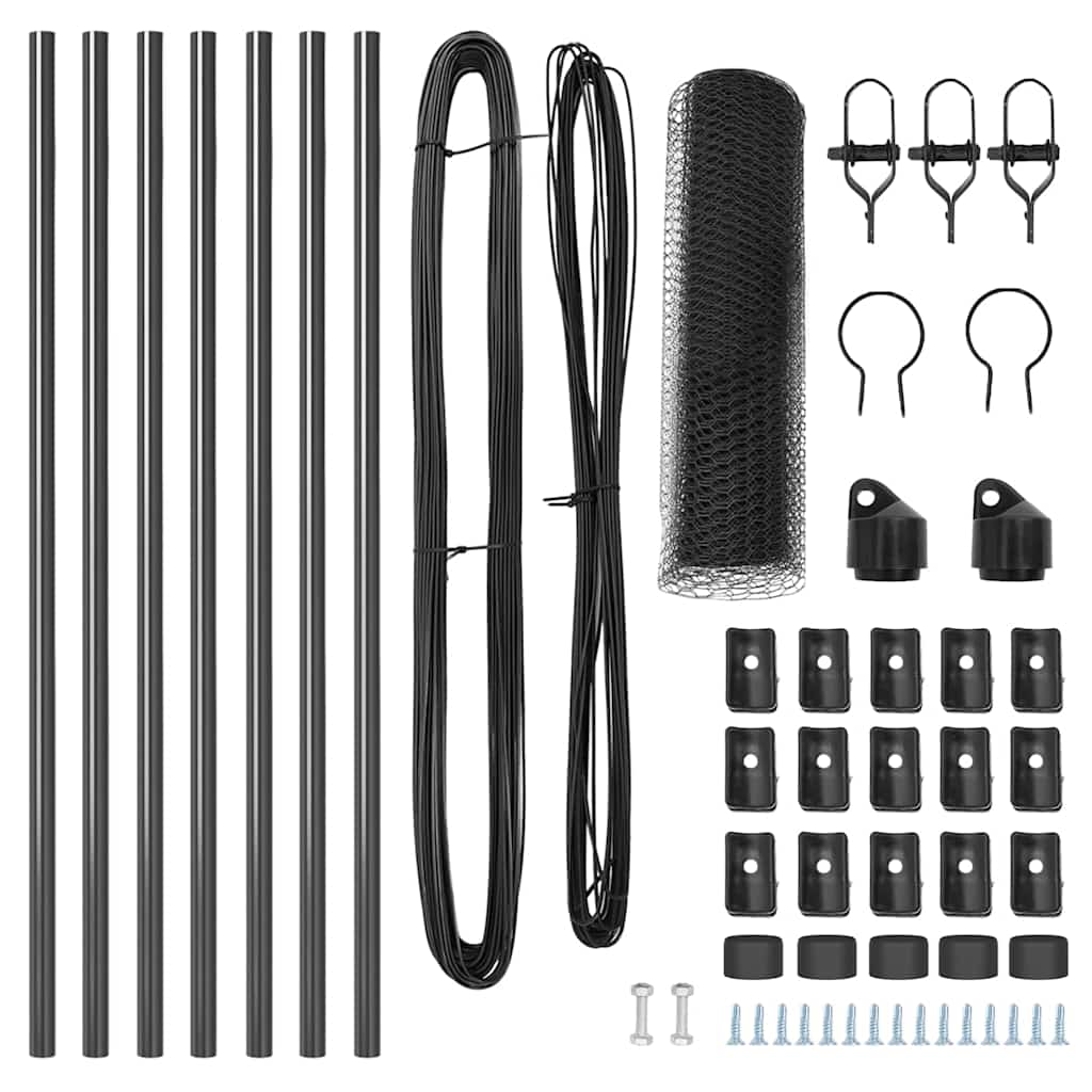 Recinzione con pali. Grigio 0.6 x 10 m Acciaio rivestito in PVC 3352769