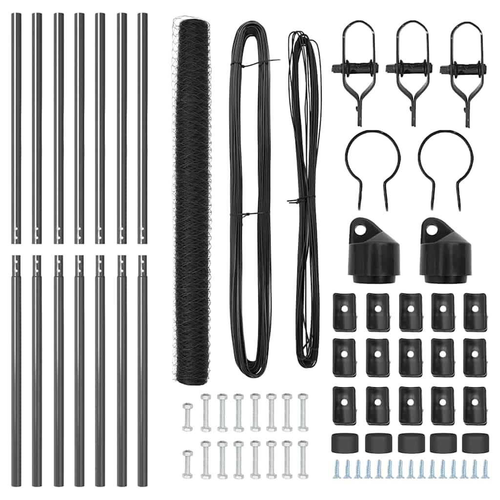 Recinzione con pali. Grigio 1.6 x 10 m Acciaio rivestito in PVC 3352796