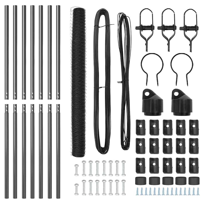 Recinzione con pali. Grigio 1.6 x 10 m Acciaio rivestito in PVC 3352796