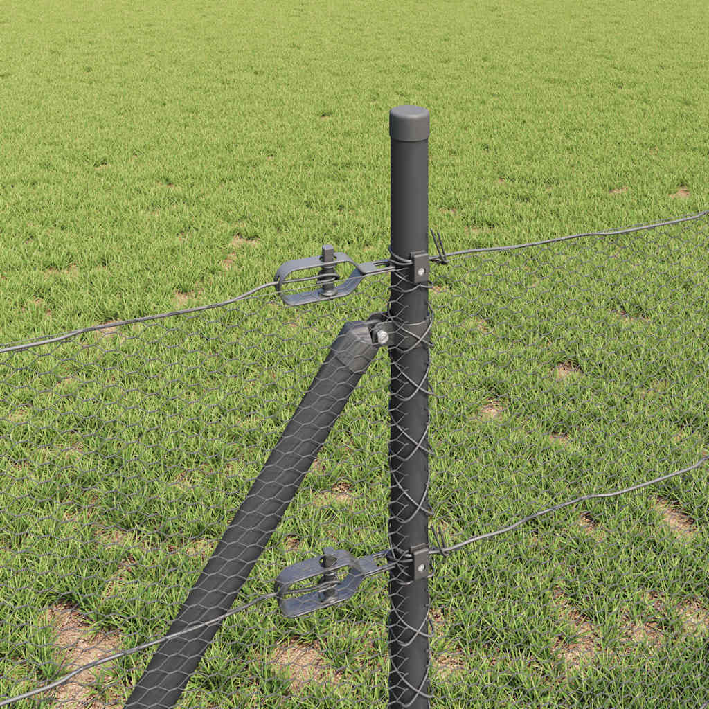 Recinzione con pali. Grigio 0.5 x 25 m Acciaio rivestito in PVC 3352801