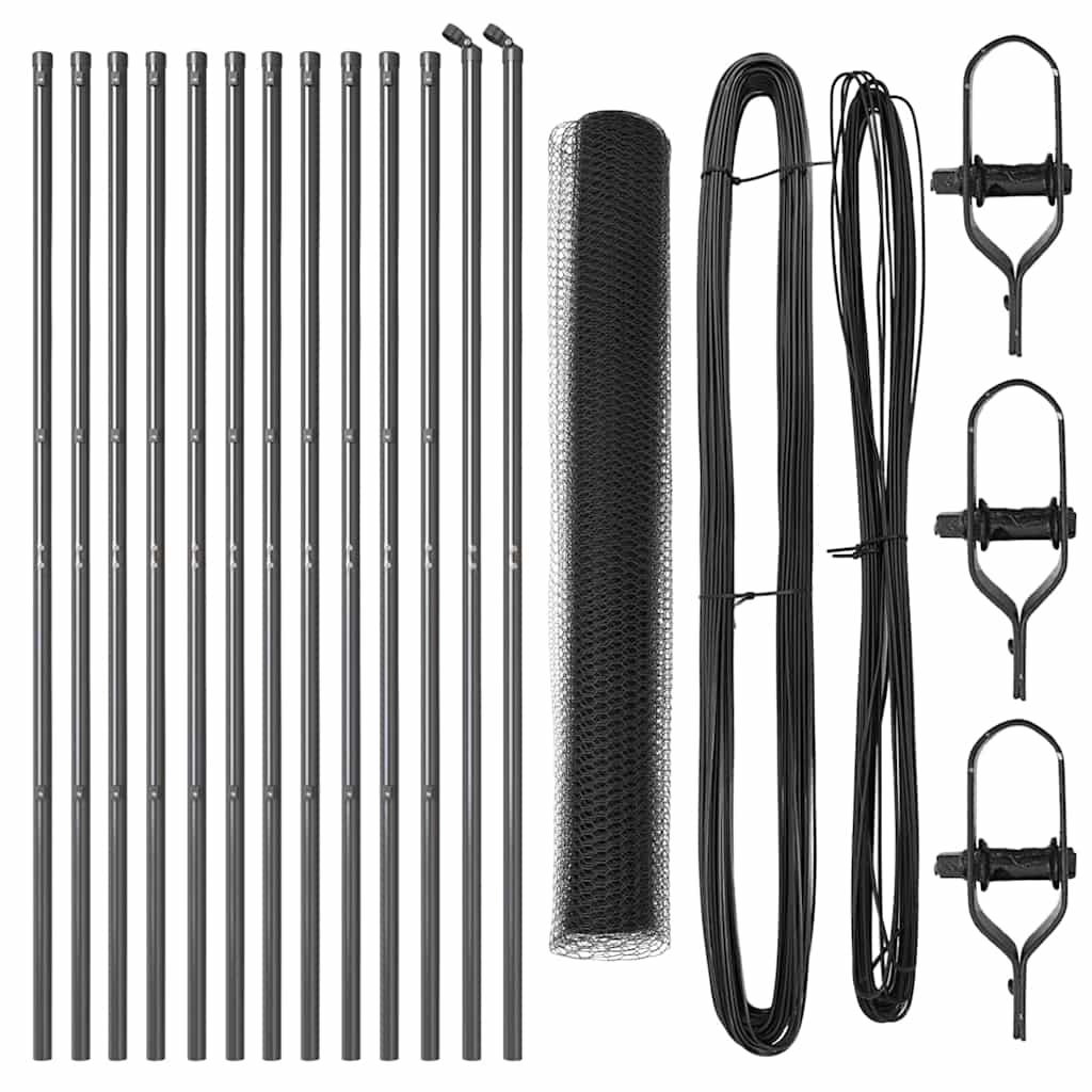 Recinzione con pali. Grigio 1 x 25 m Acciaio rivestito in PVC 3352813