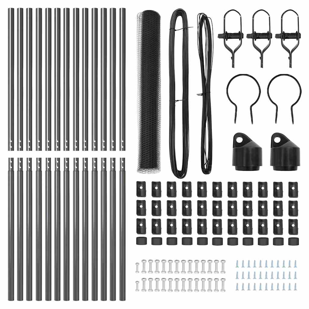 Recinzione con pali. Grigio 1 x 25 m Acciaio rivestito in PVC 3352813