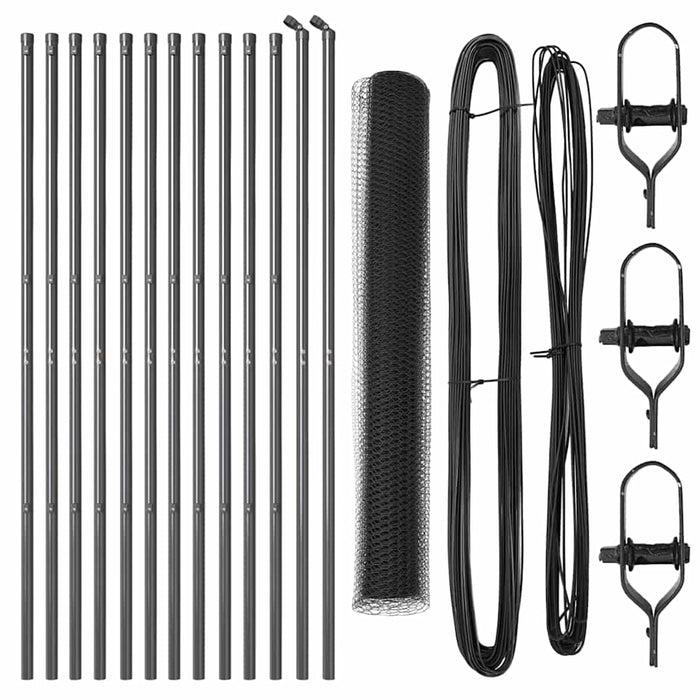 Recinzione con pali. Grigio 1 x 25 m Acciaio rivestito in PVC 3352814