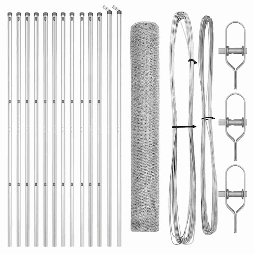 Recinzione con pali. Argento 1.4 x 25 m 3352962