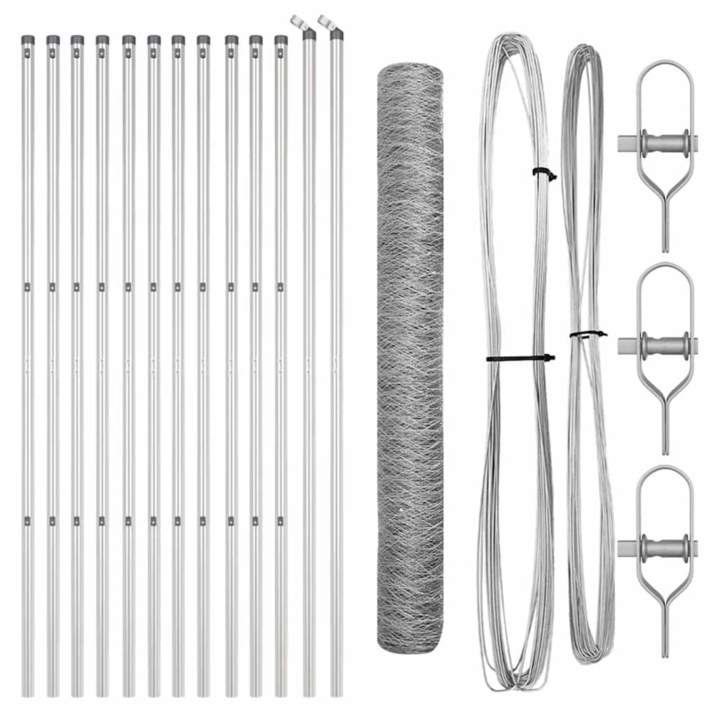 Recinzione con pali. Argento 1.4 x 25 m 3352965