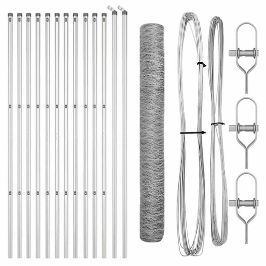 Recinzione con pali. Argento 1.4 x 25 m 3352965