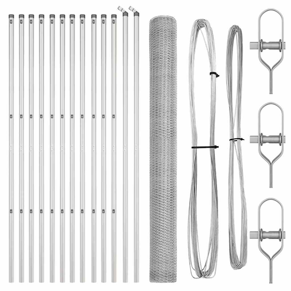 Recinzione con pali. Argento 1.5 x 25 m 3352967