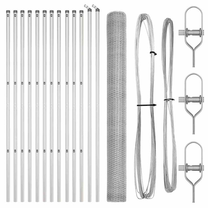 Recinzione con pali. Argento 1.5 x 25 m 3352967