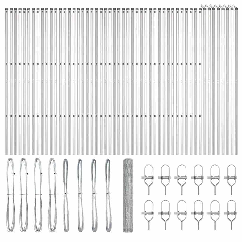Recinzione con pali. Argento 1 x 100 m Acciaio rivestito in PVC 3353027