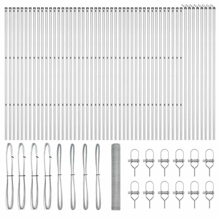 Recinzione con pali. Argento 1 x 100 m Acciaio rivestito in PVC 3353027