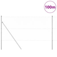 Recinzione con pali. Argento 1 x 100 m Acciaio rivestito in PVC 3353027