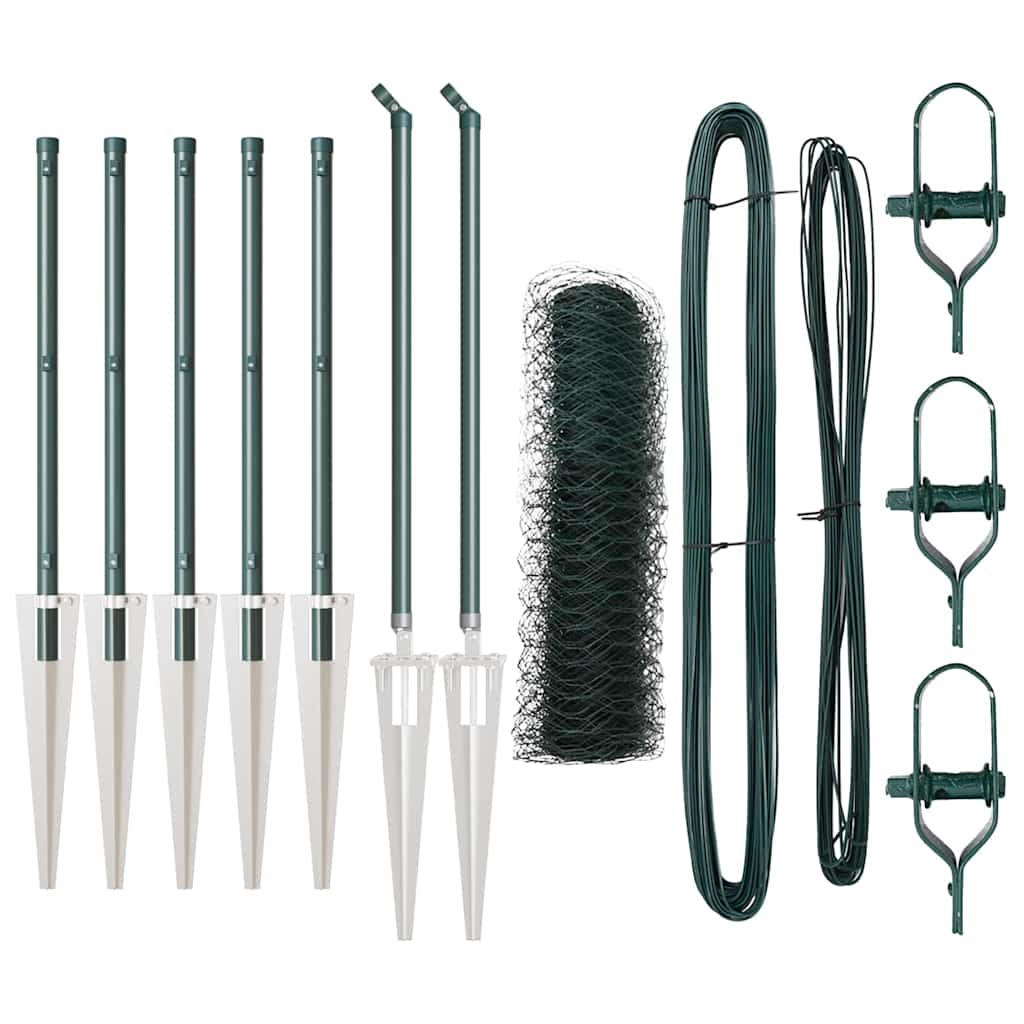 Recinzione con pali. Verde 0.8 x 10 m Acciaio rivestito in PVC 3353057