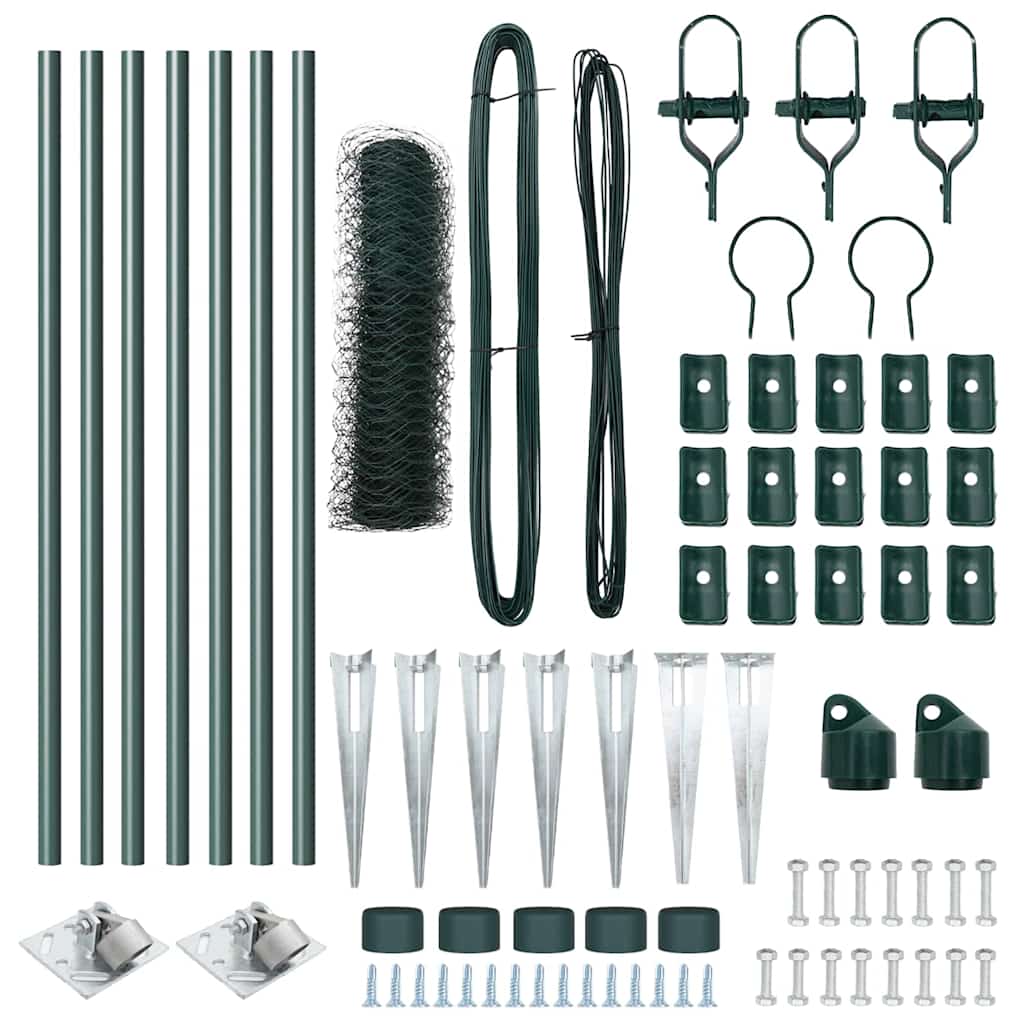 Recinzione con pali. Verde 0.8 x 10 m Acciaio rivestito in PVC 3353057
