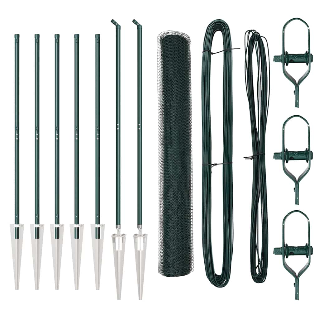 Recinzione con pali. Verde 1.2 x 10 m Acciaio rivestito in PVC 3353062