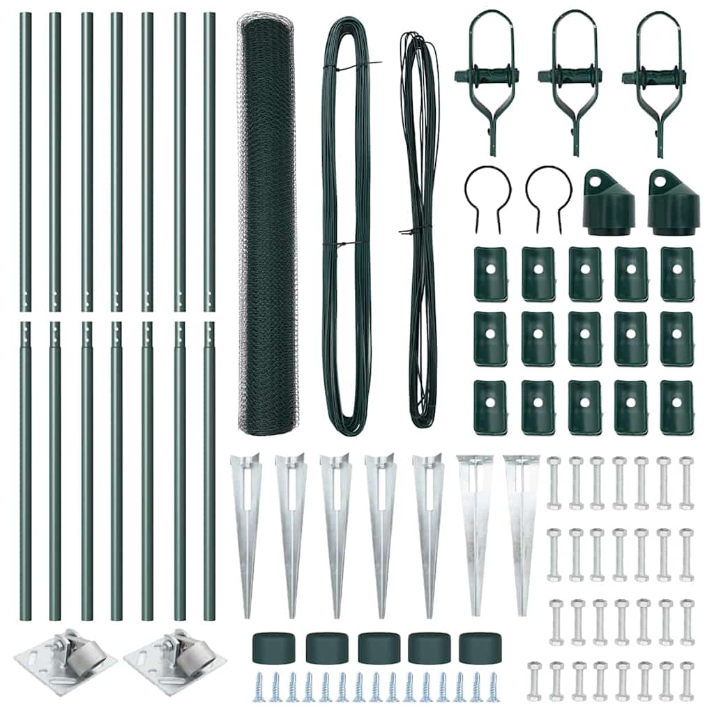 Recinzione con pali. Verde 1.2 x 10 m Acciaio rivestito in PVC 3353063