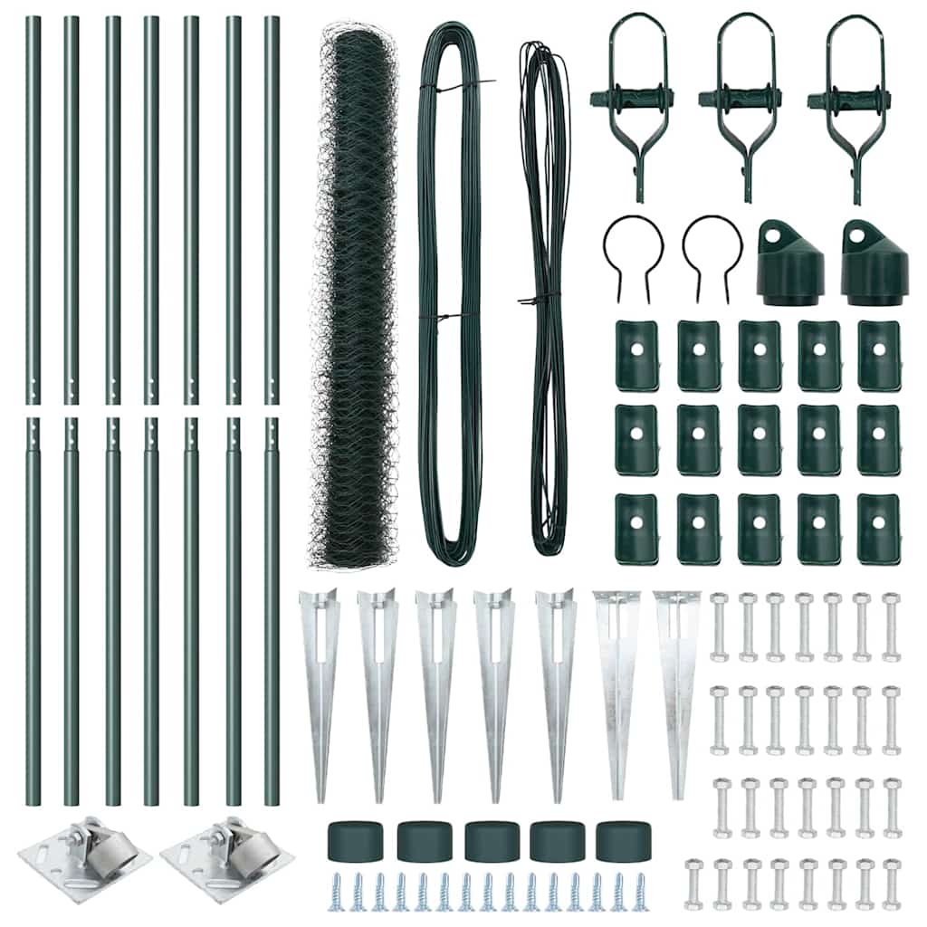 Recinzione con pali. Verde 1.4 x 10 m Acciaio rivestito in PVC 3353068