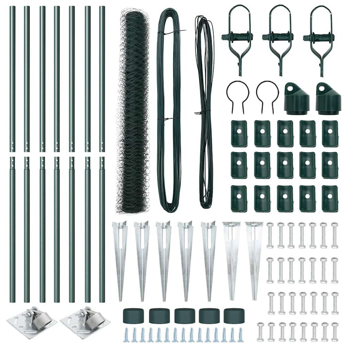 Recinzione con pali. Verde 1.4 x 10 m Acciaio rivestito in PVC 3353068