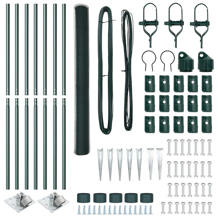 Recinzione con pali. Verde 1.5 x 10 m Acciaio rivestito in PVC 3353070