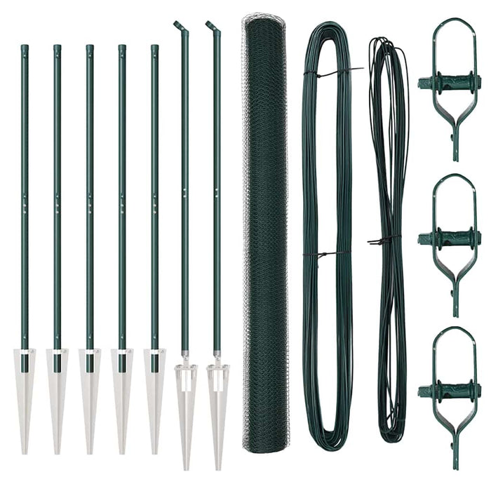 Recinzione con pali. Verde 1.5 x 10 m Acciaio rivestito in PVC 3353071