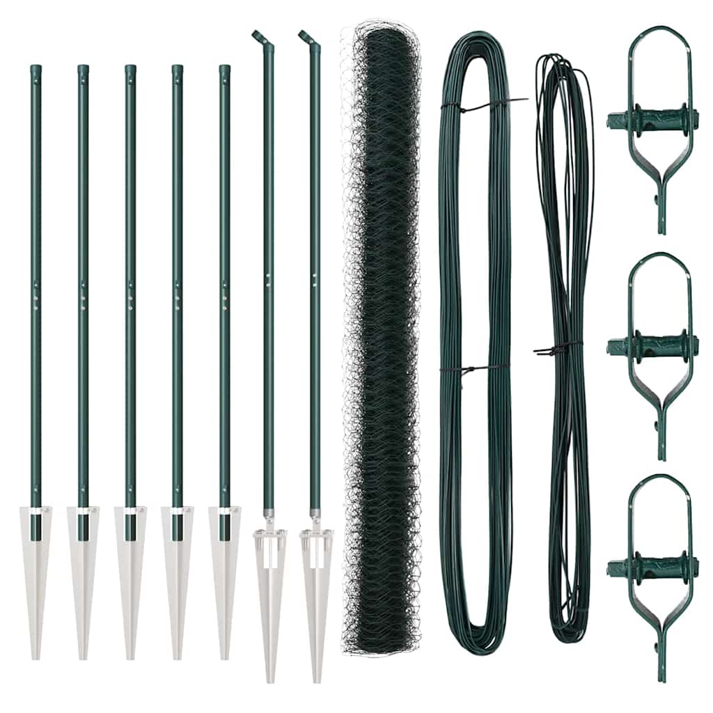 Recinzione con pali. Verde 1.5 x 10 m Acciaio rivestito in PVC 3353072