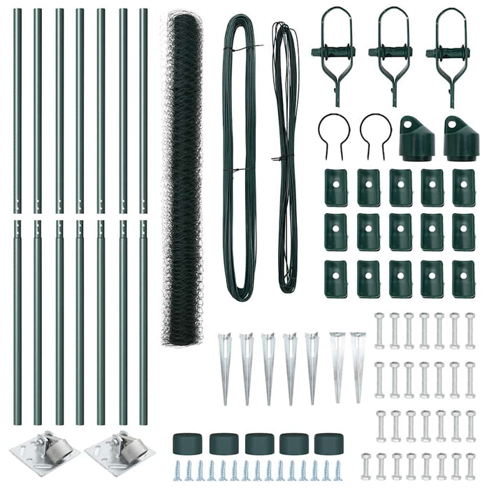 Recinzione con pali. Verde 1.5 x 10 m Acciaio rivestito in PVC 3353072