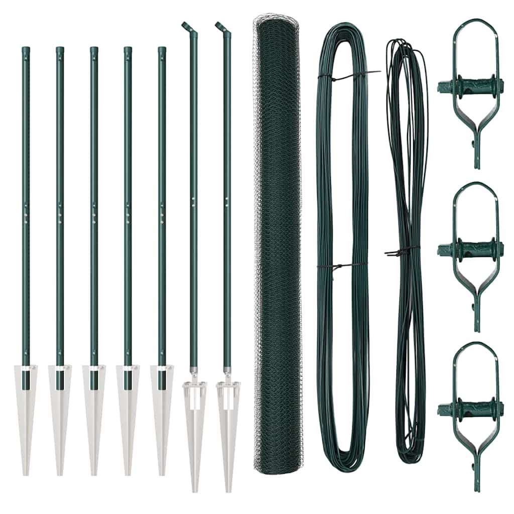 Recinzione con pali. Verde 1.6 x 10 m Acciaio rivestito in PVC 3353075