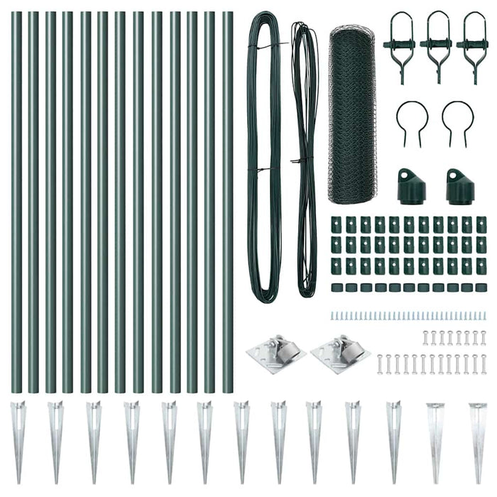 Recinzione con pali. Verde 0.5 x 25 m Acciaio rivestito in PVC 3353082