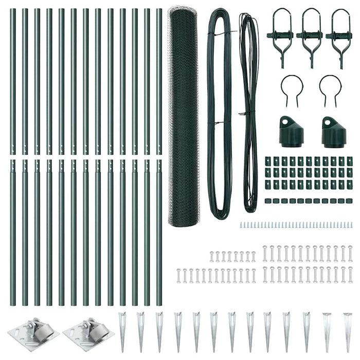 Recinzione con pali. Verde 1 x 25 m Acciaio rivestito in PVC 3353095