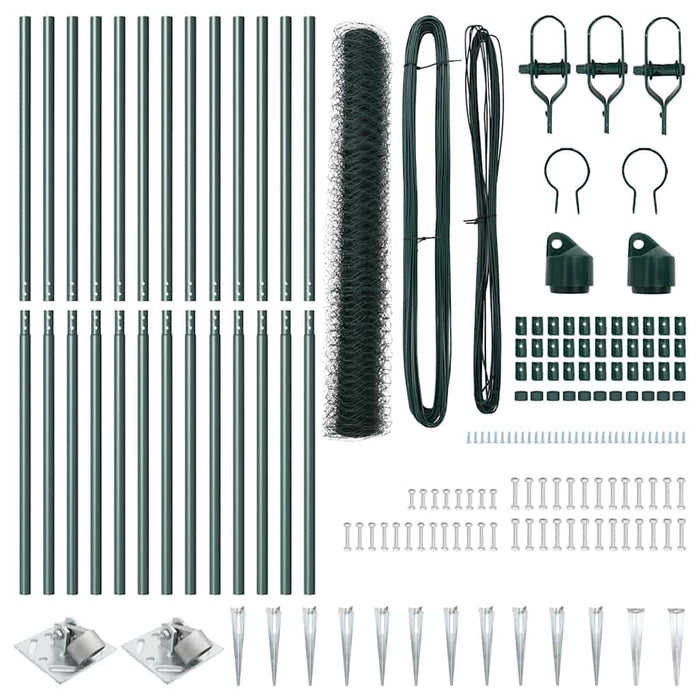 Recinzione con pali. Verde 1 x 25 m Acciaio rivestito in PVC 3353096