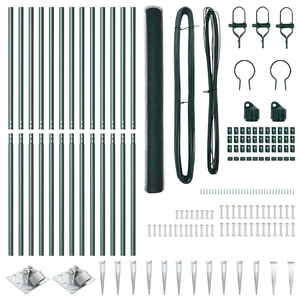 Recinzione con pali. Verde 1.6 x 25 m Acciaio rivestito in PVC 3353111