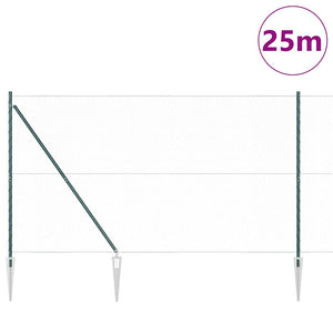 Recinzione con pali. Verde 1.6 x 25 m Acciaio rivestito in PVC 3353111