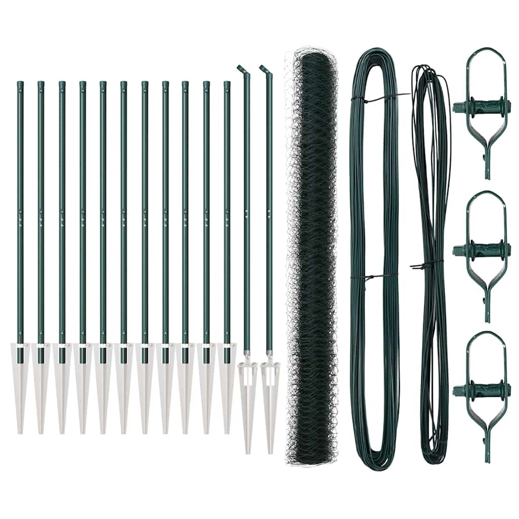 Recinzione con pali. Verde 1.6 x 25 m Acciaio rivestito in PVC 3353113