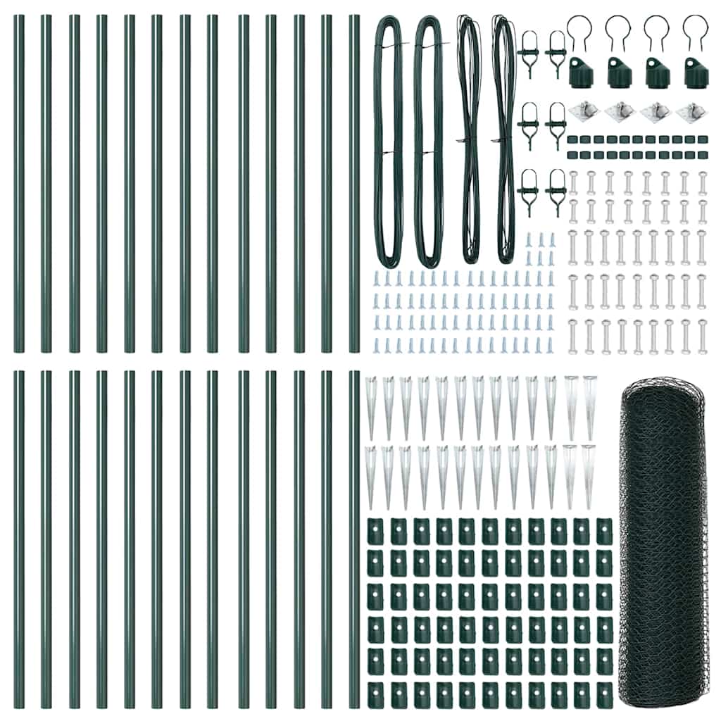Recinzione con pali. Verde 0.5 x 50 m Acciaio rivestito in PVC 3353119