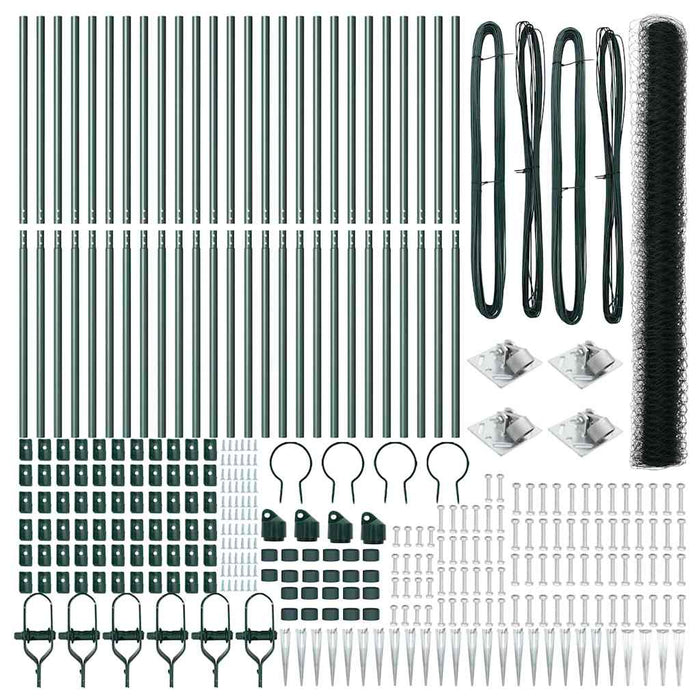 Recinzione con pali. Verde 1.5 x 50 m Acciaio rivestito in PVC 3353145