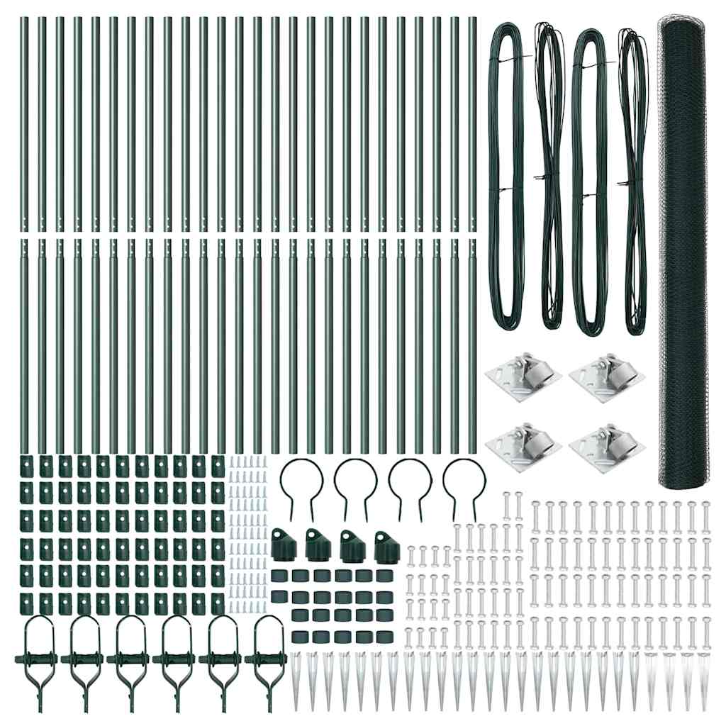 Recinzione con pali. Verde 1.6 x 50 m Acciaio rivestito in PVC 3353146