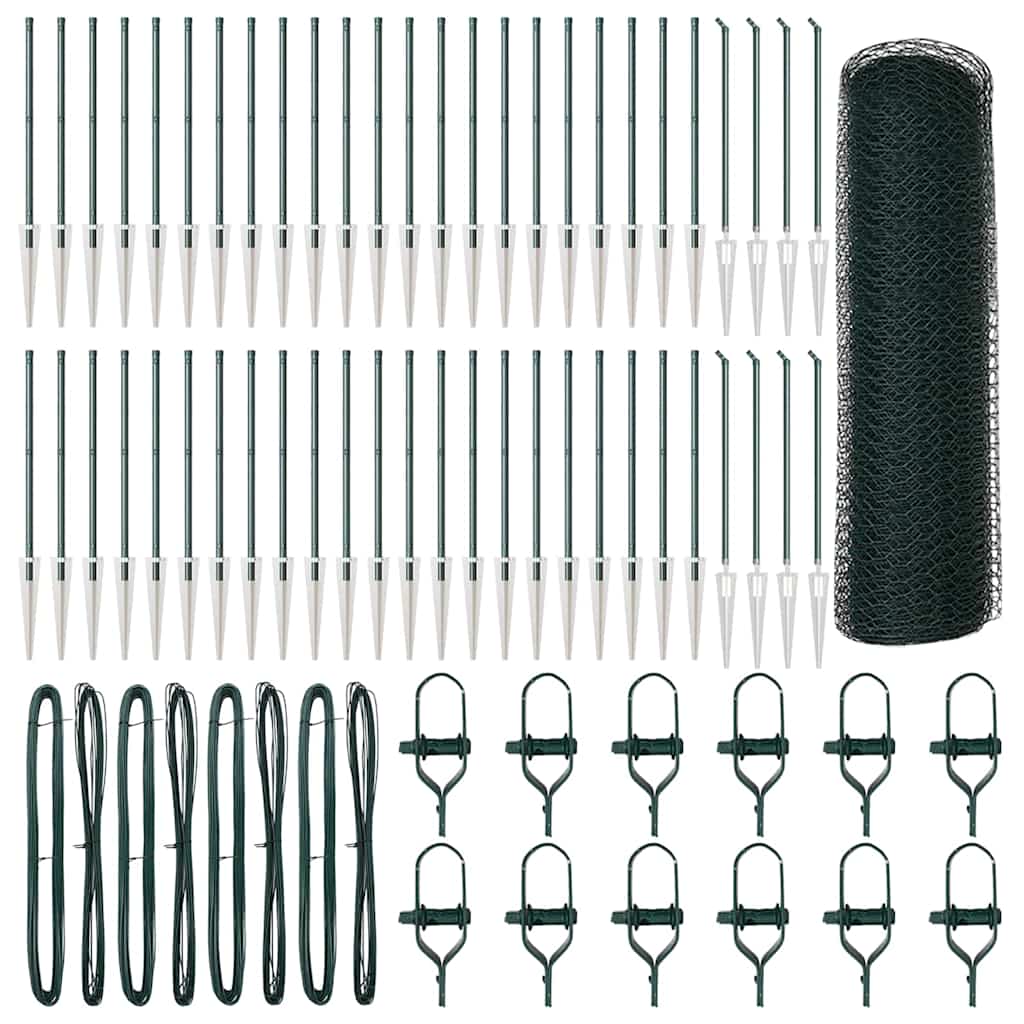 Recinzione con pali. Verde 1 x 100 m Acciaio rivestito in PVC 3353166