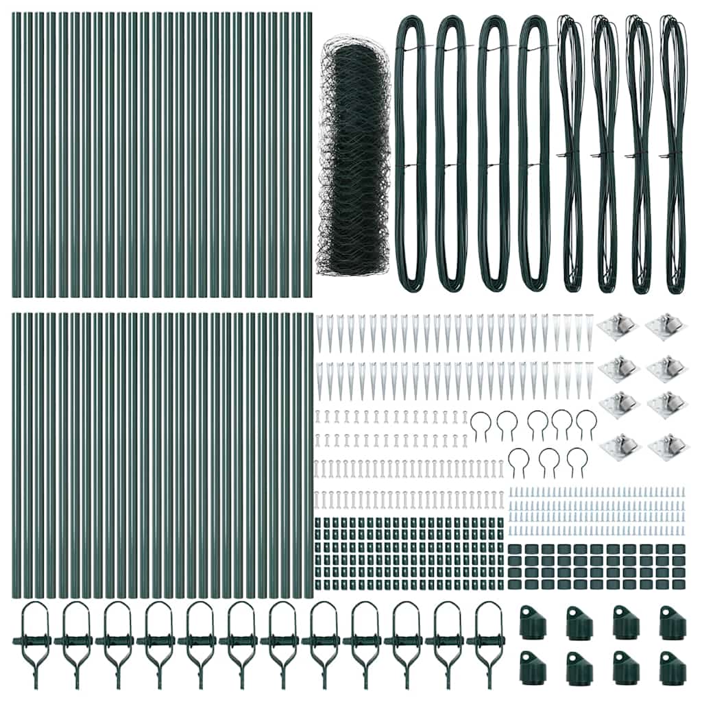 Recinzione con pali. Verde 1 x 100 m Acciaio rivestito in PVC 3353168