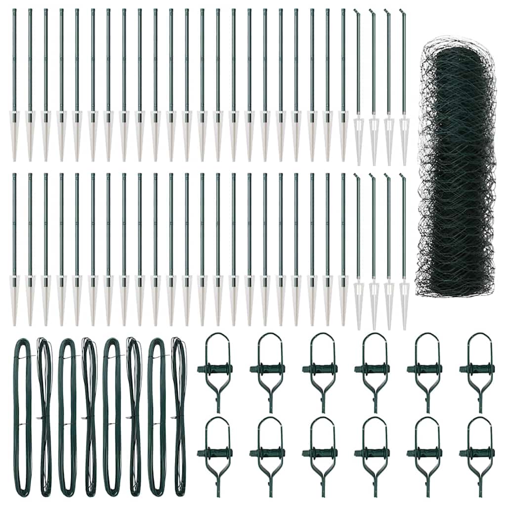 Recinzione con pali. Verde 1 x 100 m Acciaio rivestito in PVC 3353169