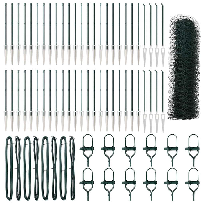 Recinzione con pali. Verde 1 x 100 m Acciaio rivestito in PVC 3353169