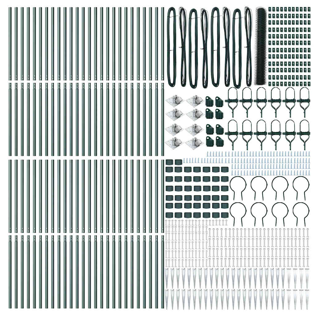 Recinzione con pali. Verde 1.2 x 100 m Acciaio rivestito in PVC 3353172