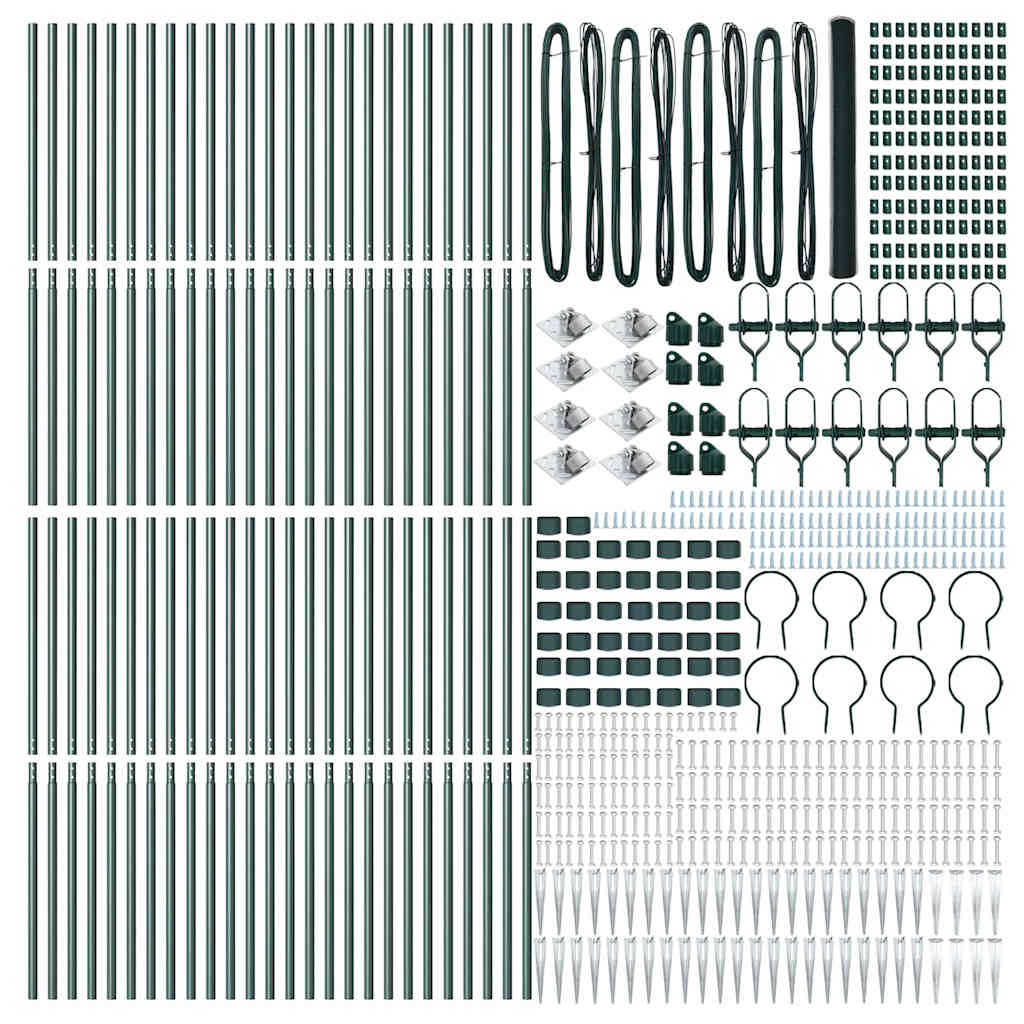 Recinzione con pali. Verde 1.5 x 100 m Acciaio rivestito in PVC 3353177